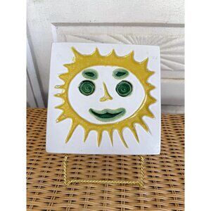 Vintage MCM Bennington Pottery David Gill Smiling Sun Tile Trivet
